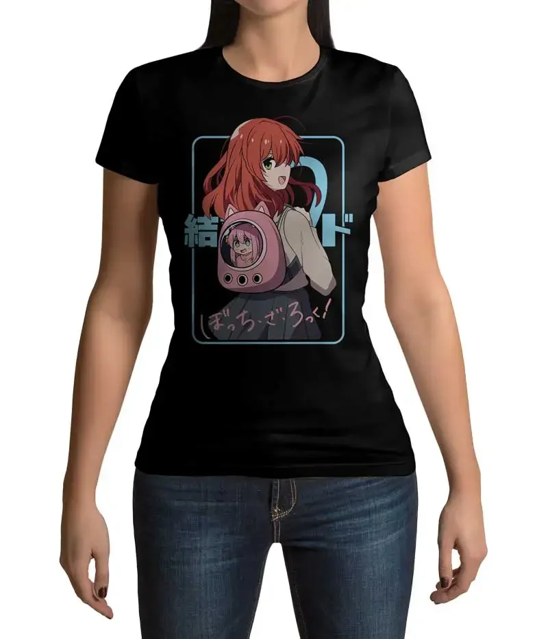 Ikuyo Kita Bocchi the Rock! Shy Drummer T-shirt – Flustered Expression with Drumsticks & Starry Stage Lights