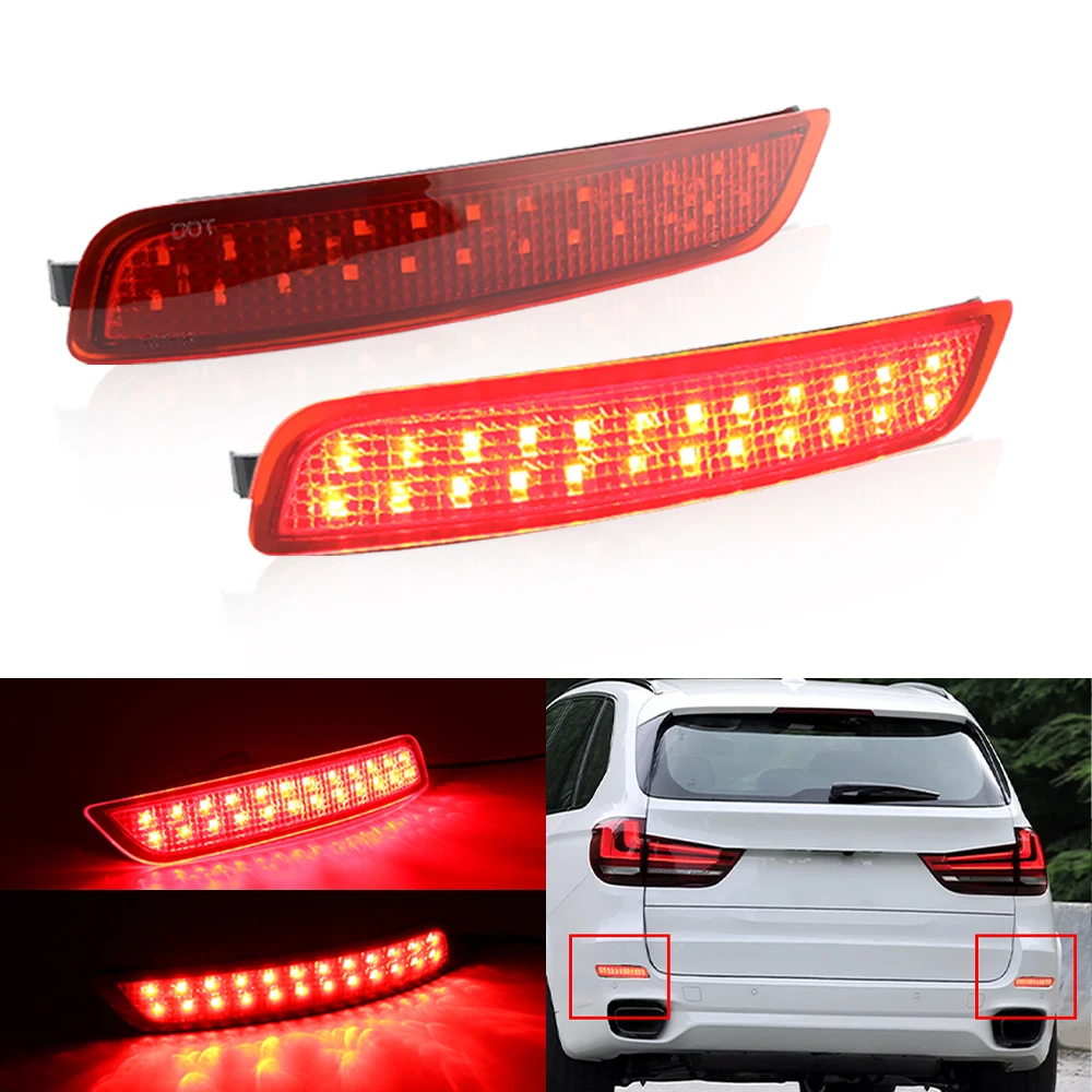 

2PCS LED Rear Bumper Reflecter Lights Tail Lamps Brake Stop Lights For BMW X5 F15 M sport 2014-2018 #63147847591 Car Accessories