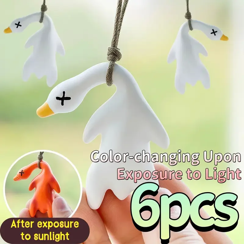 

1/6pcs Funny Goose Keychain Roast Duck Rope Keyring Backpack Pendant Car Hanging Accessories Ultraviolet Color Change Gift