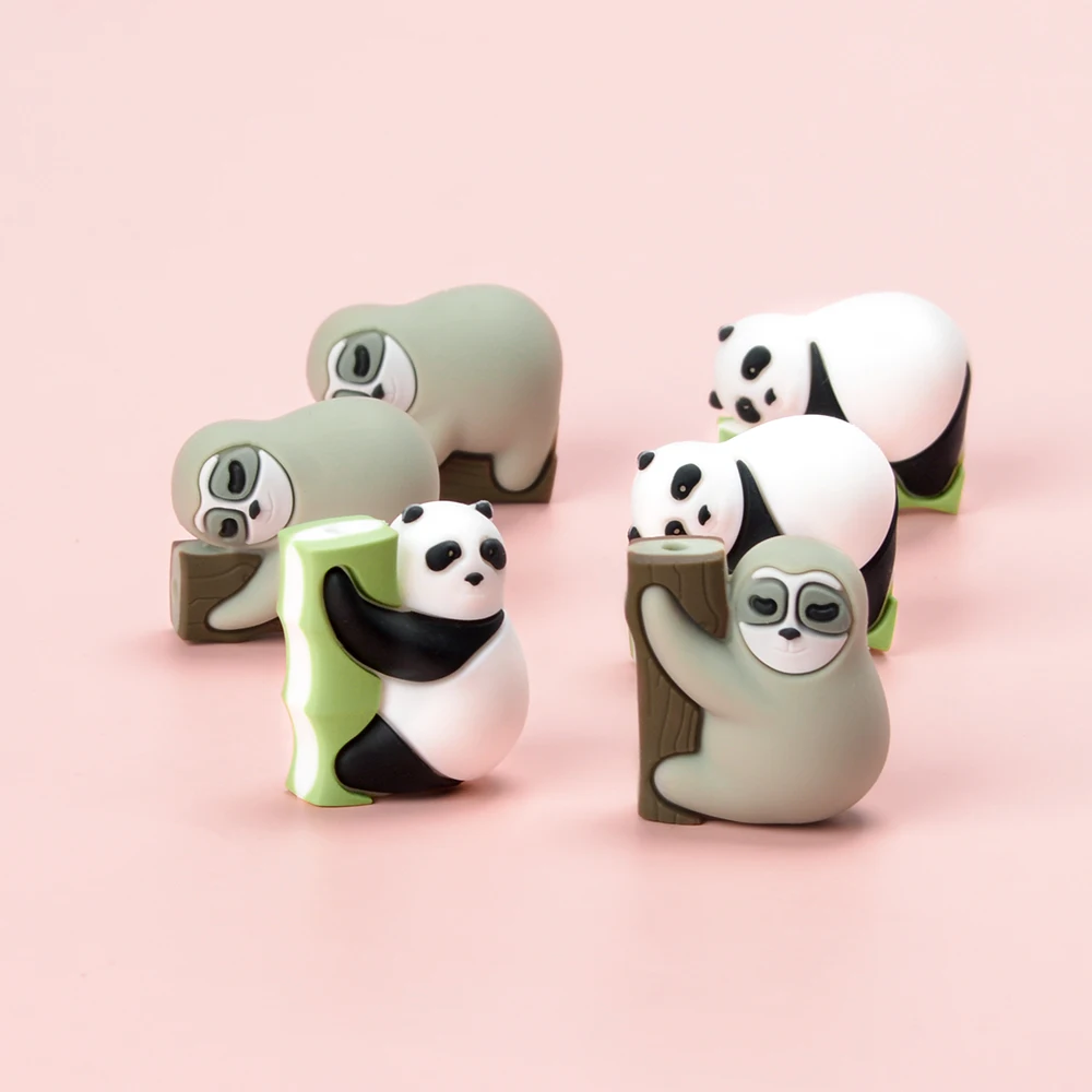 5/10pcs New Cartoon Silicone Beads Panda Sloth Bead Baby Teether For Jewelry Making DIY Necklace Bracelet Jewelry Accessorie