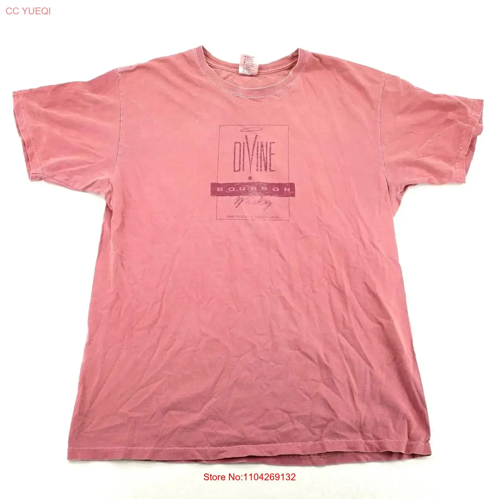 Chroma Zone Divine Bourbon Whiskey T Shirt Size L vintage Washed Stretched Unisex Comfortable graphic designer clothes Slightly