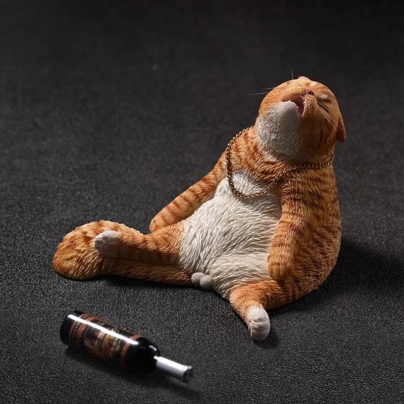 

1/6 масштаб, материал из смолы, поза для сидения, пьяный кот, модель животного ручной работы для 12 дюймов, экшн-фигурки, настольные украшения