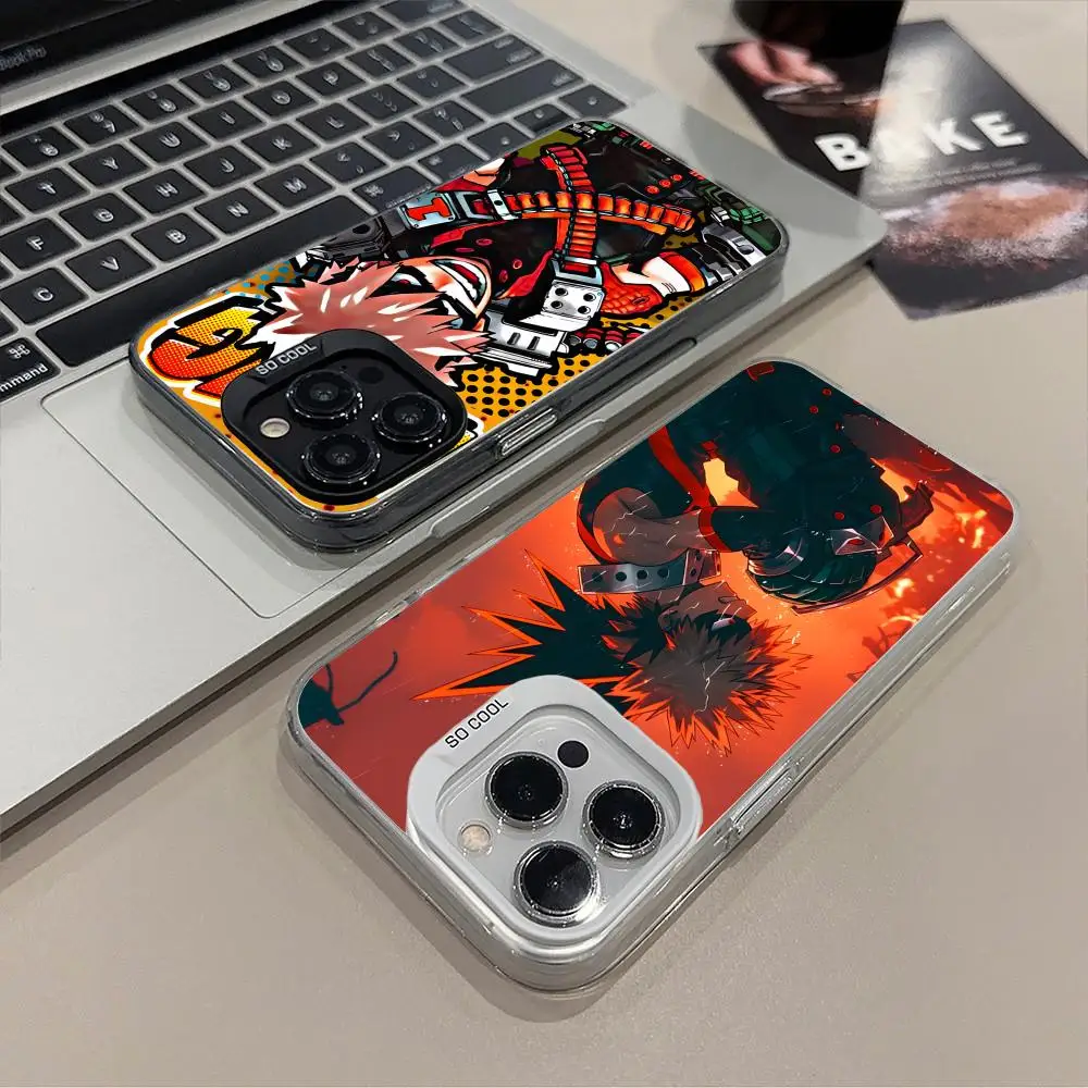 

Чехол для телефона My Hero Academia Bakugo для iPhone 17, 16, 15, 14, 13, 12, 11 X XR XS 8 7 Pro Max Plus, полупрозрачный цветной защитный чехол