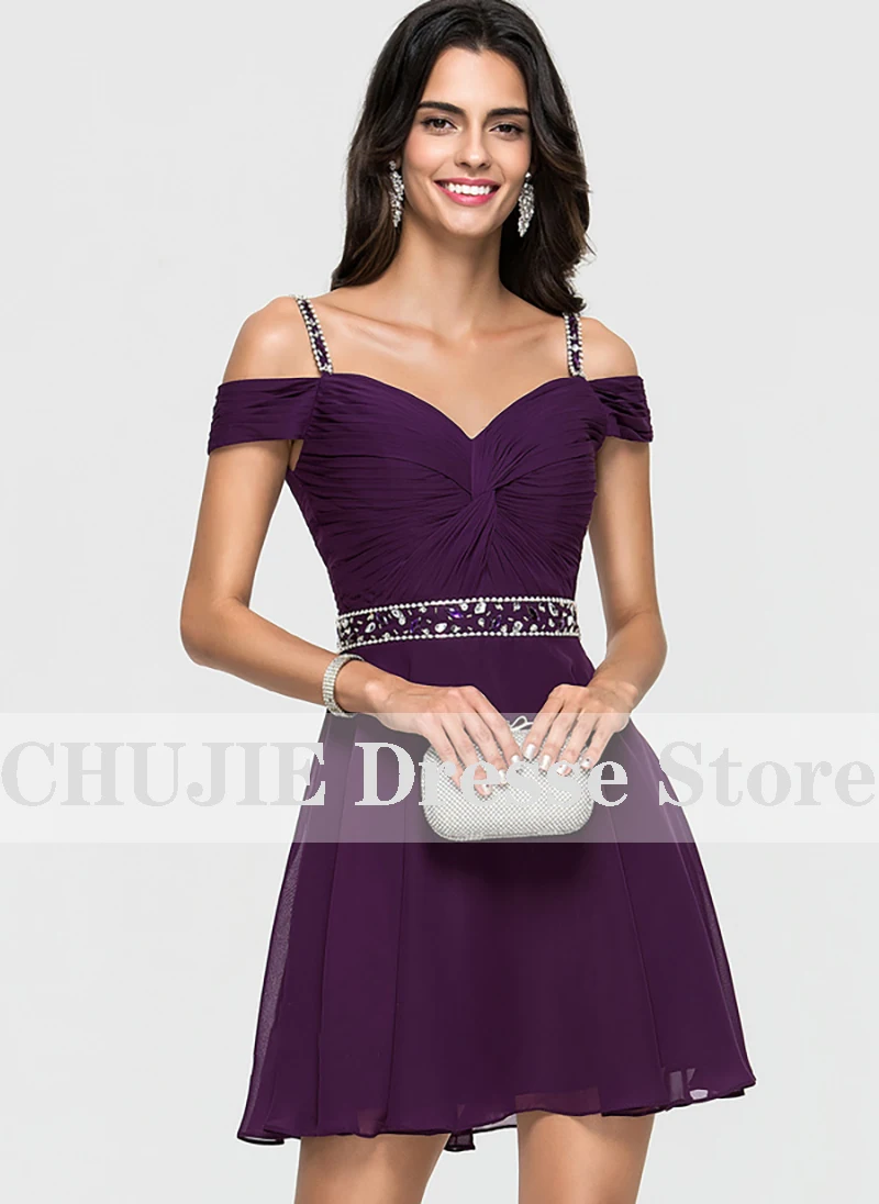 

Sequins Mini Homecoming Dresses Girls Cocktail Dress Chiffon A Line Prom Gowns Lace Up Back Party Gown Vestido de graduación