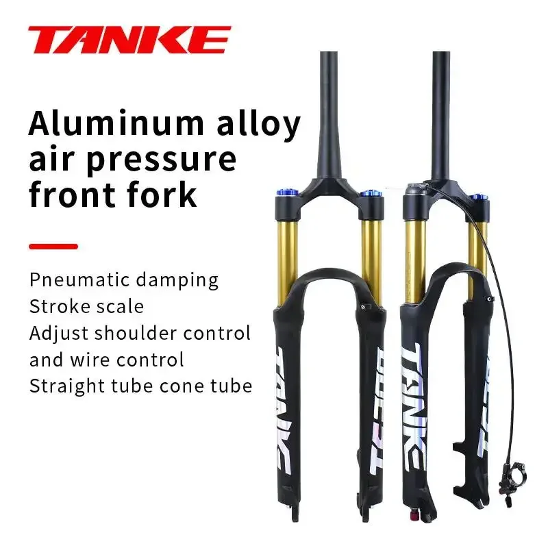 TANKE Bike Fork Rebound Adjustable MTB Air Front Suspension 26/27.5/29 Inch 120mm Travel Quick Release Fork Bicycle Accessories