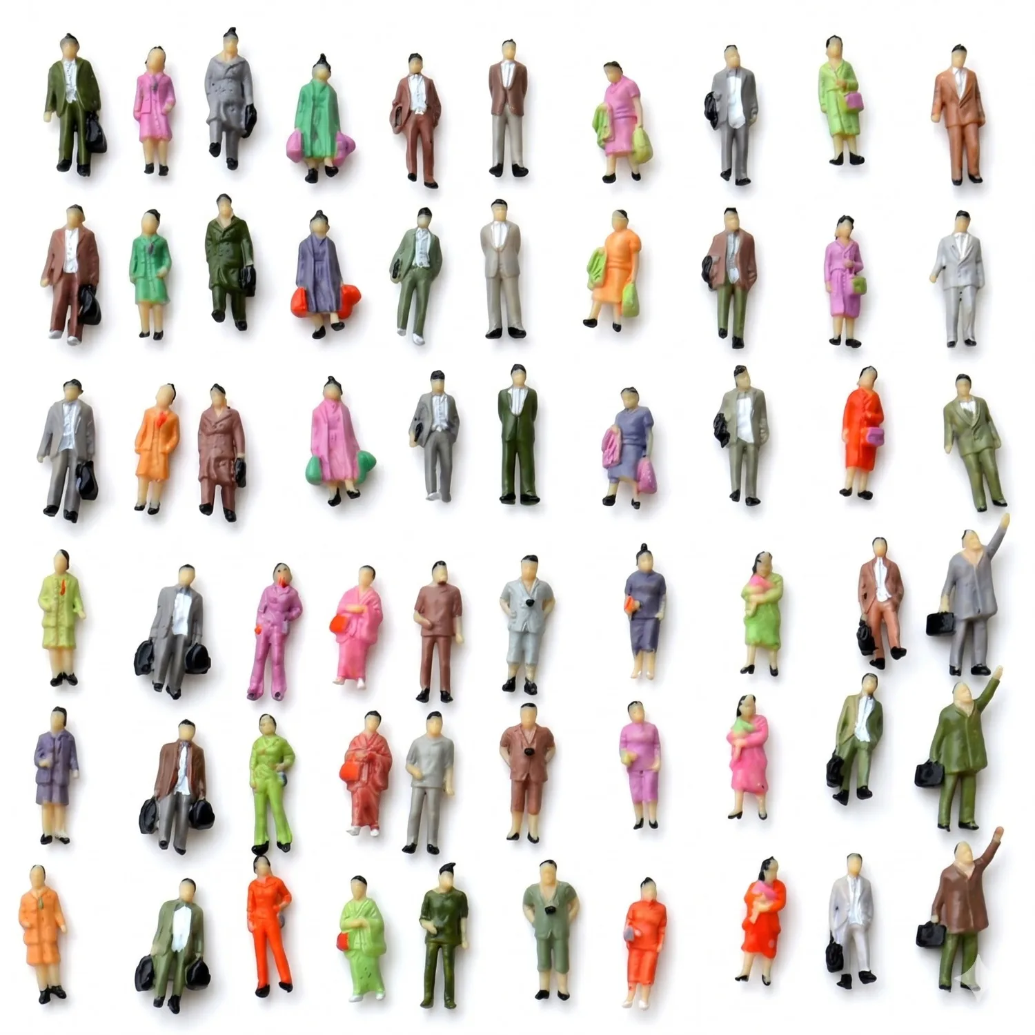 16/30/44pcs HO Scale 1:87 Miniature People Figures – Hand Painted Standing & Sitting Passenger Models for Train Layout Diorama S
