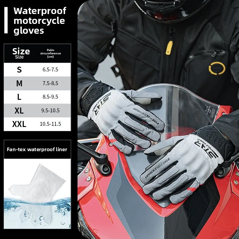 STAR KNIGHT Men Women Motorcycle Gloves Waterproof Breathable Rainproof Anti-Slip Touchscreen Spring Summer Riding Gloves