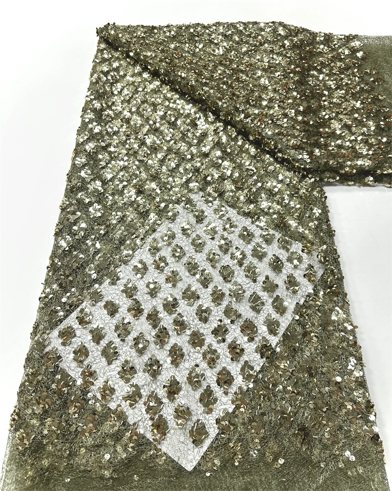 

African Beads Lace Fabric 2026 High Quality Nigerian Sequins Beads Lace Fabric French Laces Fabrics For Party Dress Sew