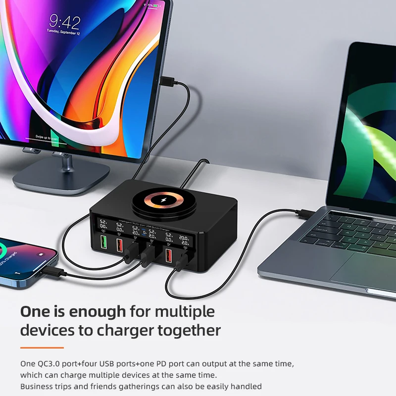 65W GaN-oplader USB C Snelle desktop 6-poorts USB Type C PD-oplader Snel opladen 3.0 USB Type C snellader voor iPhone17 16 Samsung