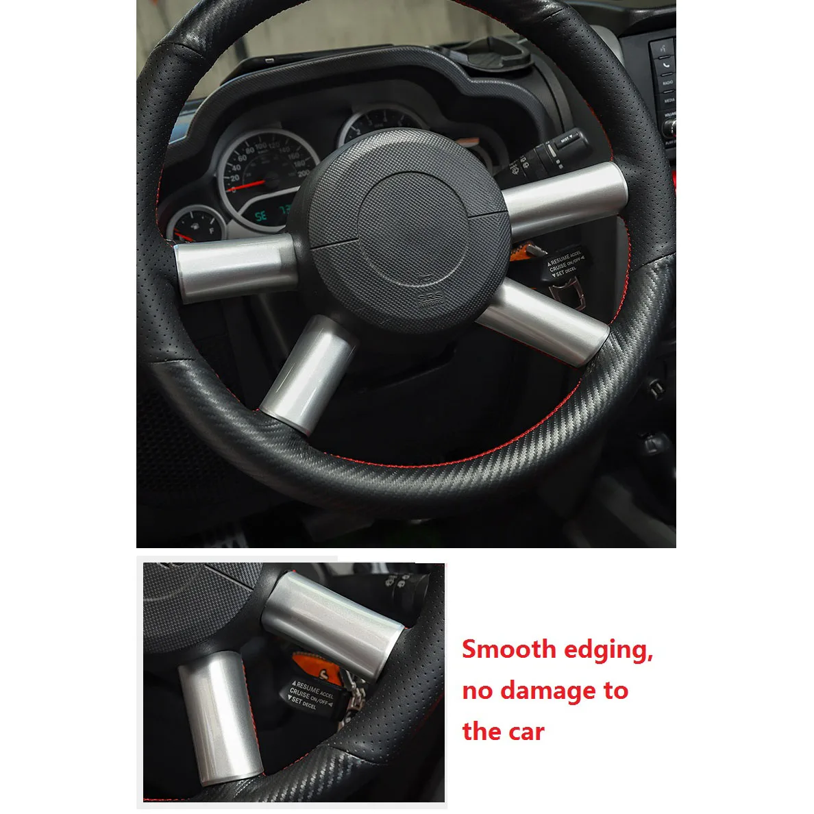 Interior do carro Volante Capa Guarnição, Adesivo Decoração, Acessórios para 2007-2010 Jeep Wrangler JK JKU, Prata