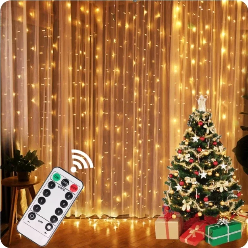 1/2/3M Christmas Lights LED Fairy String Curtain Lights Remote USB Festoon Christmas Decor For Home Holiday New Year Lamp