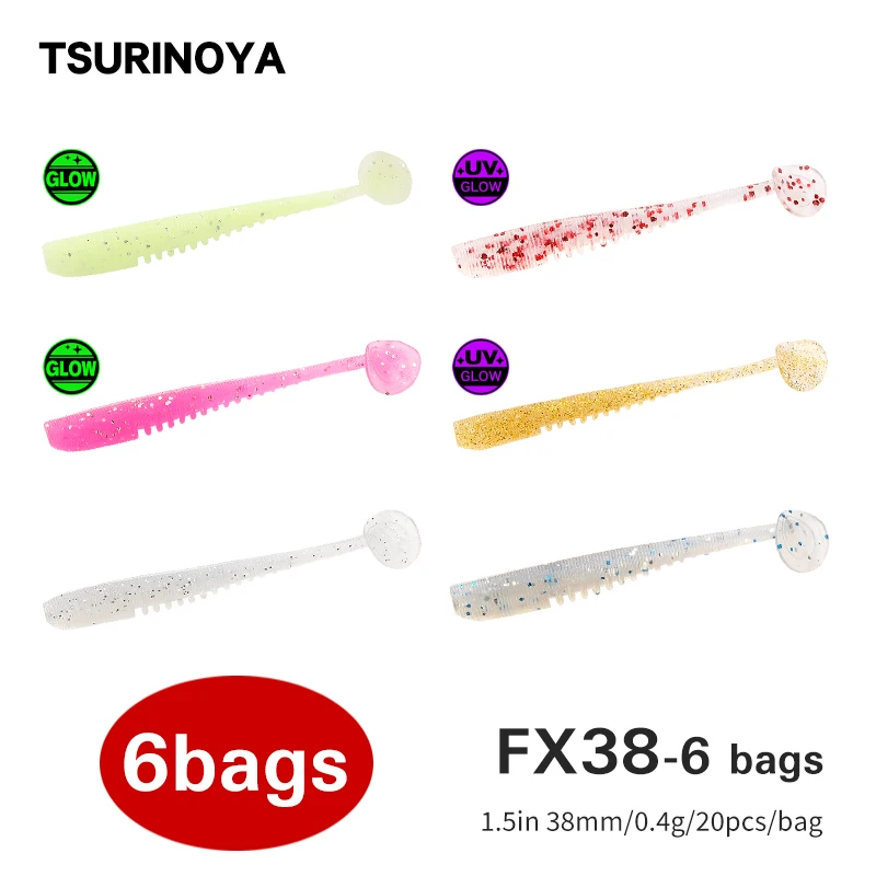 TSURINOYA Zacht Aas Vissen Lokken FLEX 38mm 0.4g T Staart Wobbler Vissen Zachte Lokken Voor Ajing Rockfish Bass Swimbait Siliconen Aas