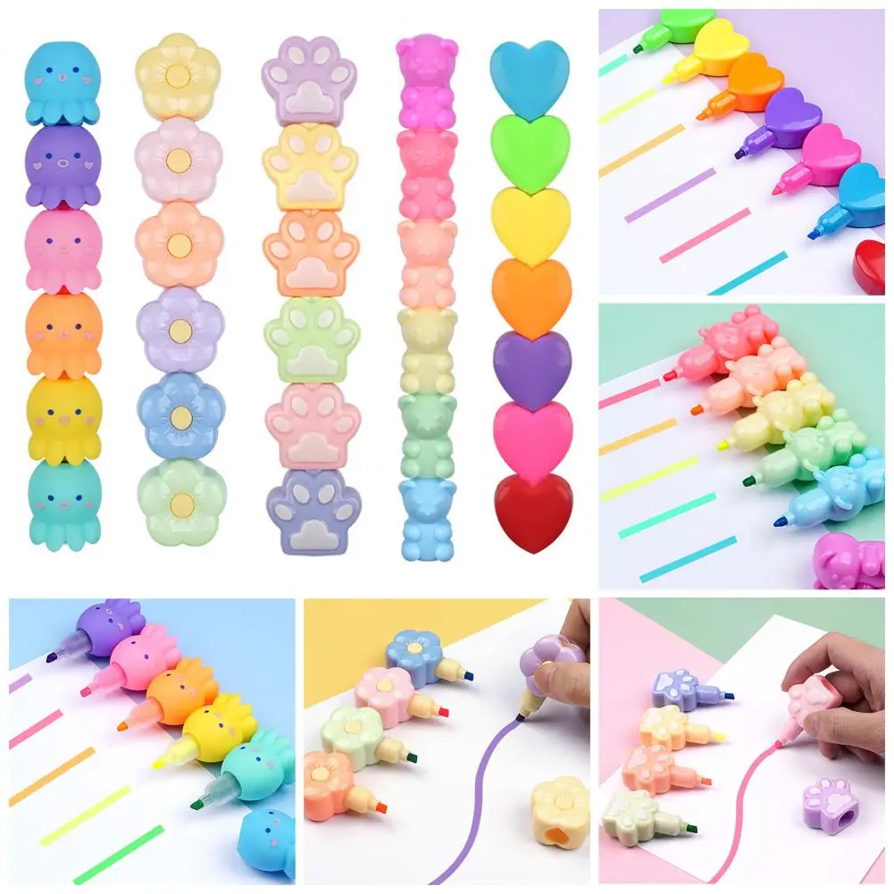 1 Box Student Text marker farbige Student Cartoon Marker Stift Schul material