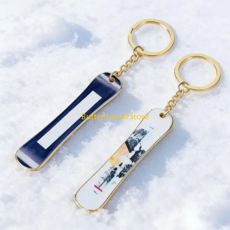 W89C Tiny Snowboard Keyring Skateboard Keychain Holder Decoration Accessories For Students Adult Backpacks Bag Charm