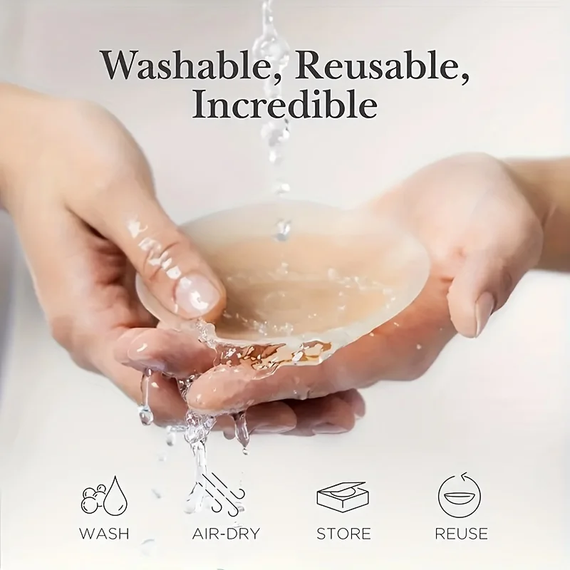 1Pair Reusable Invisible Adhesive Bras Seamless Washable Silicone Nipple Cover Breathable Chest Pad Women Underwear