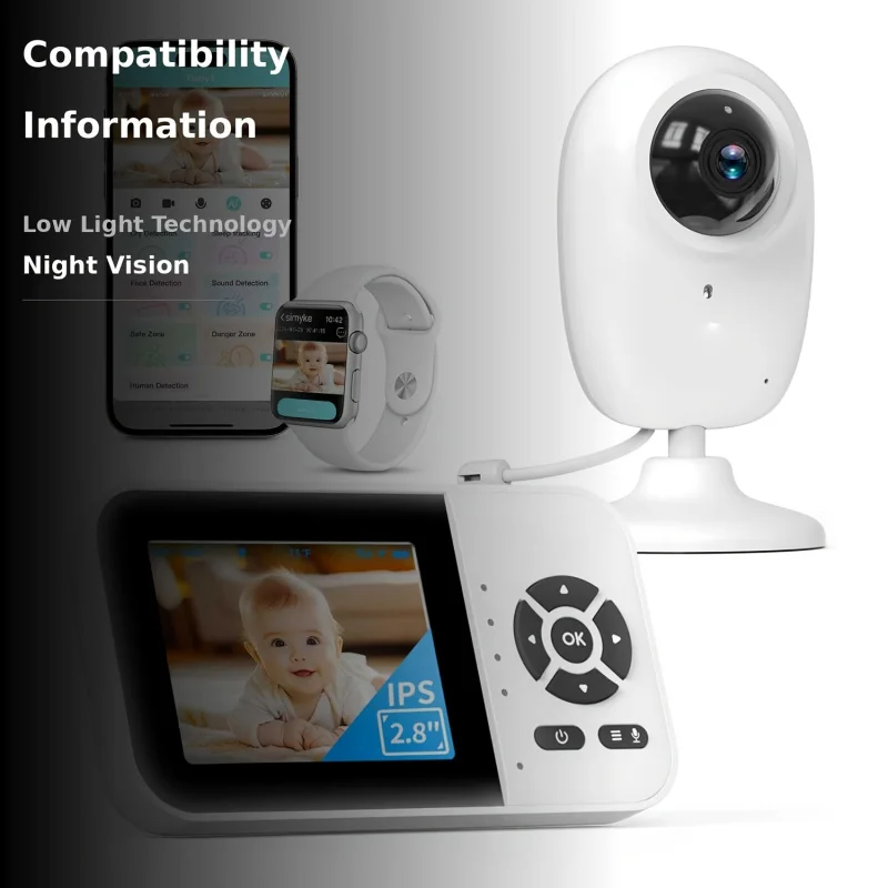 جهاز مراقبة الأطفال الذكي، مزود بكاميرات مزدوجة ووظائف صوتية، وحدة التحكم PassAPPC، والمراقبة عن بعد، ويدعم الرؤية الليلية والجراثيم