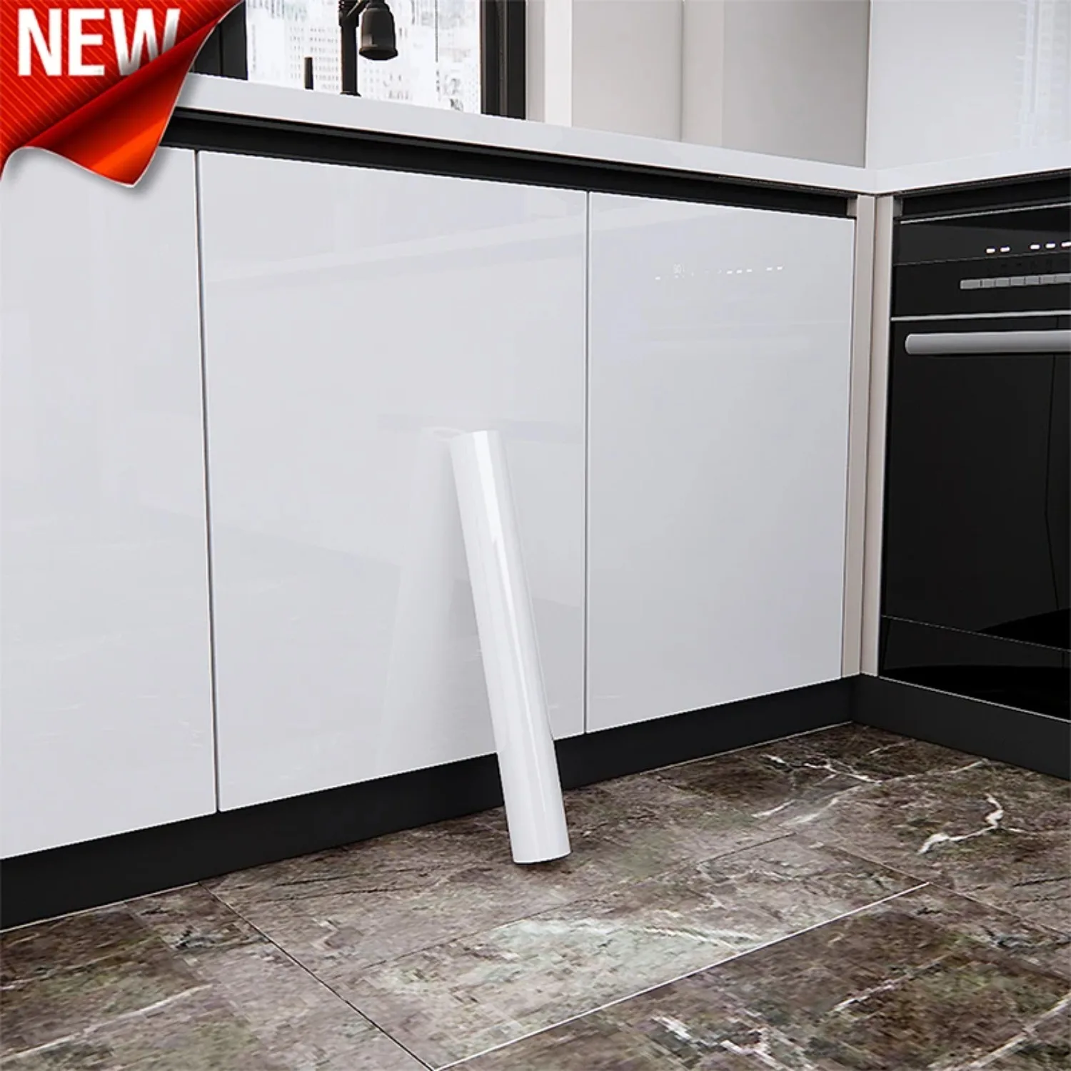 

Classic Glossy Vinyl Wallpaper Self Adhesive Waterproof Stickers for Bathroom Kitchen Table Furniture Decor Home Improvement