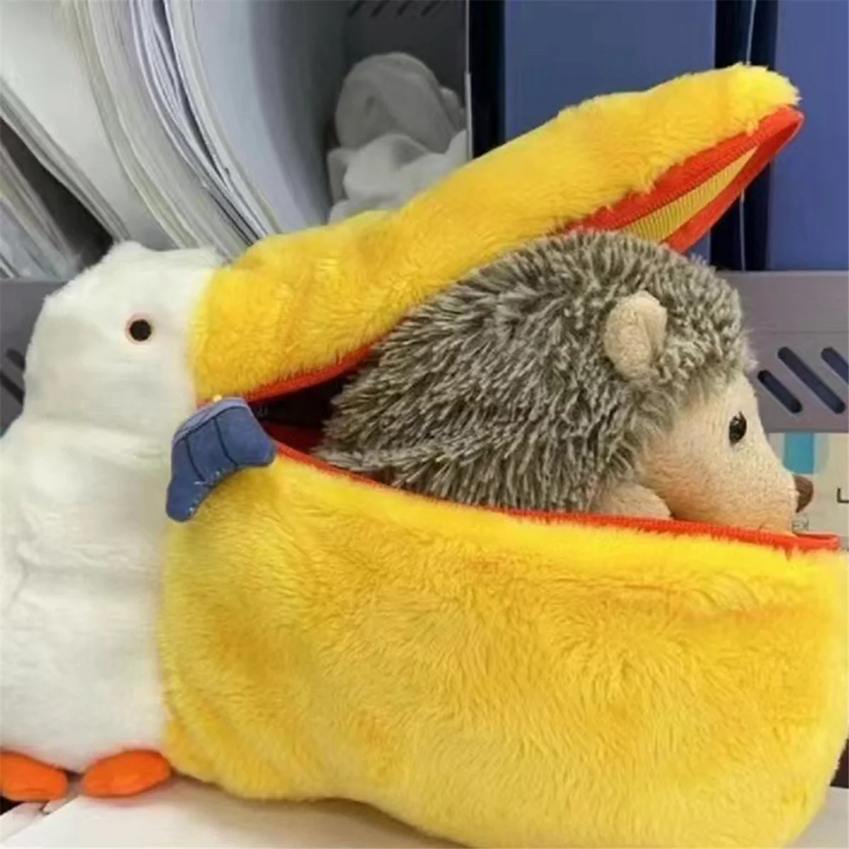 

B21B Kawaii Pelican, плюшевый кошелек для монет, сумка-карандаш с мягкими животными, милая мультяшная сумка для хранения макияжа для детей, подарки на день рождения A