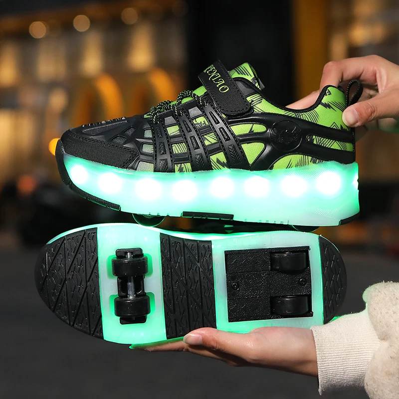 

Girls' Student Roller Sneakers: Lightweight Wheeled Shoes, Boys' & Teens' Roller Skates for Commuting