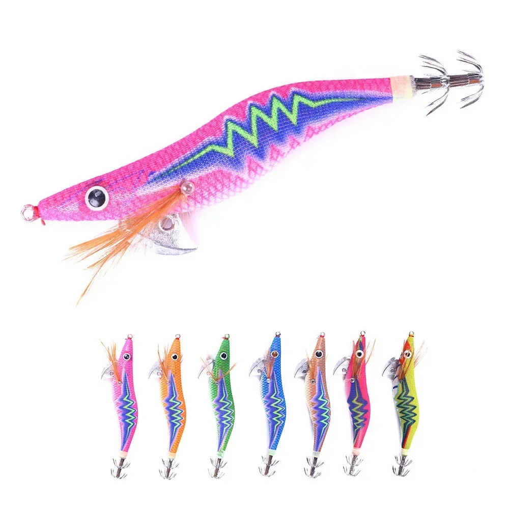 4pcs 105mm Fishing Lure Sharp Luminous Wood Shrimp Octopus Artificial Bait Shrimp Squid Fish Barbed Hook for Fishing Lovers