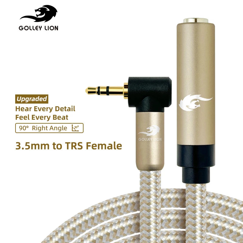 GOLLEY LION 1/4 Inch Female to 3.5mm Adapter Cable, Right-Angle 3.5mm Male to TRS 6.35mm Female Headphone Adapter
