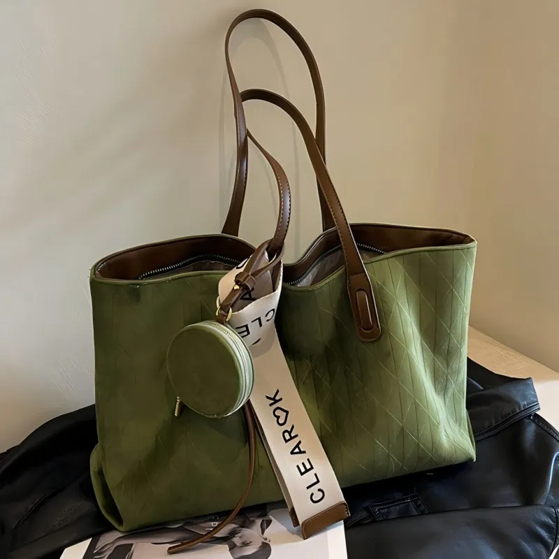 CGCBAG Vintage Original Designer Women Shoulder Bag High Quality Flannel Female Tote Bags Lage Capacity Commuting Handbags