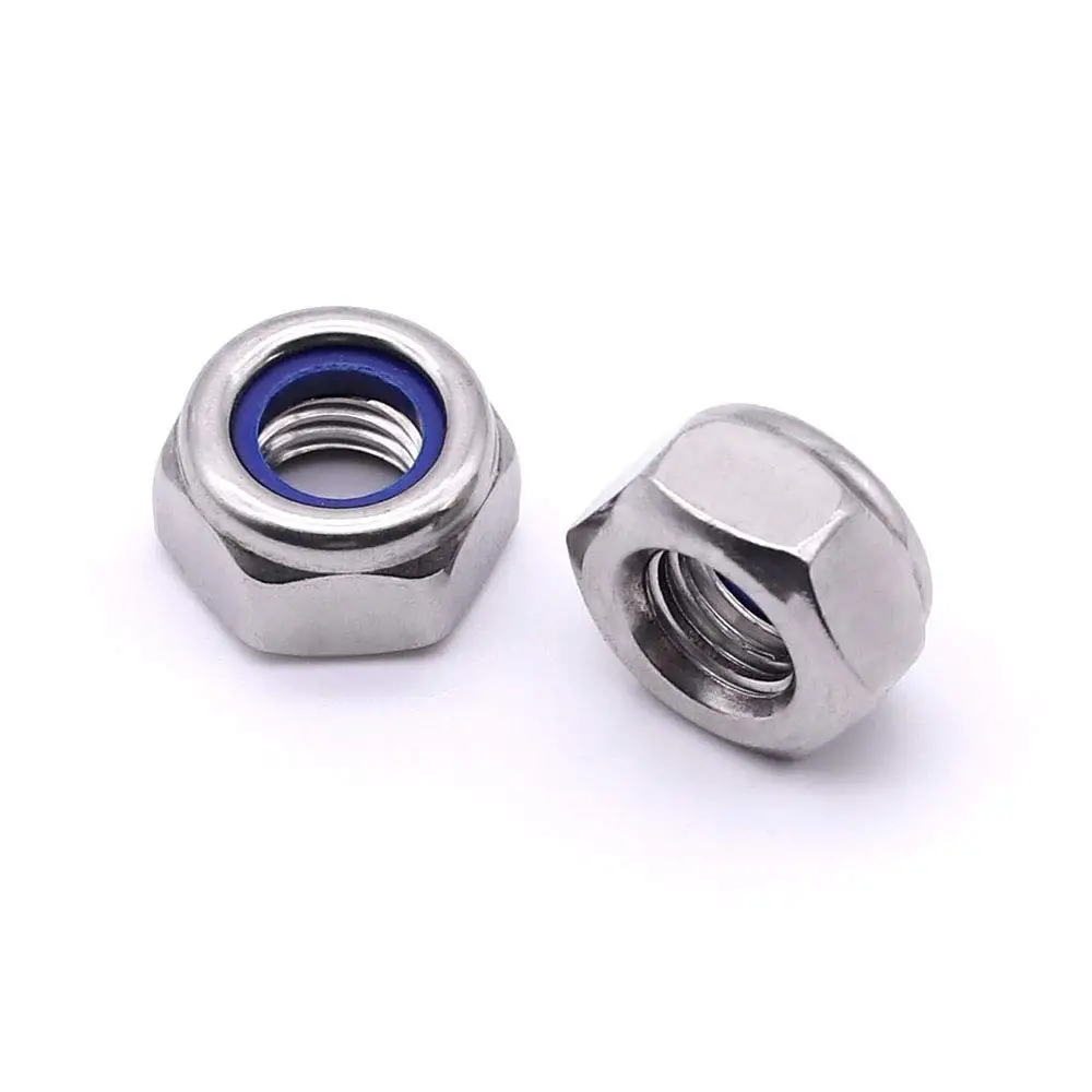 2-50pcs DIN985 M2 M2.5 M3 M4 M5 M6 M8 M10 M12 304 Stainless Steel Hex Nylon Self-locking Nuts Locknut Slip insert Lock Nut