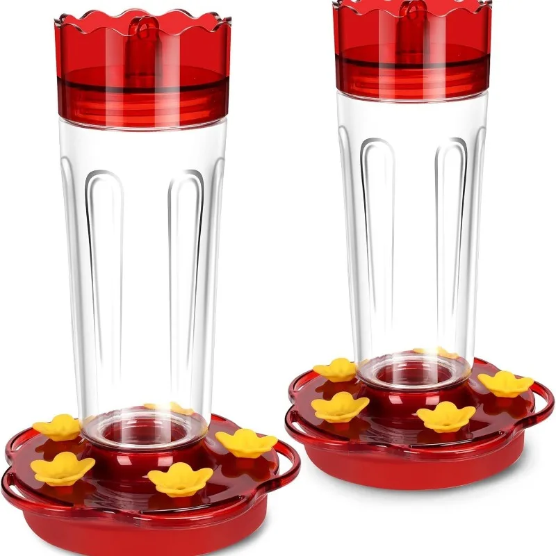3pc 15oz Hummingbird Feeder with Ant-Moat,Straight Tube Hanging Bird Feeder,5Flower Ports,S-Hook for Outdoor Garden,Patio & Yard