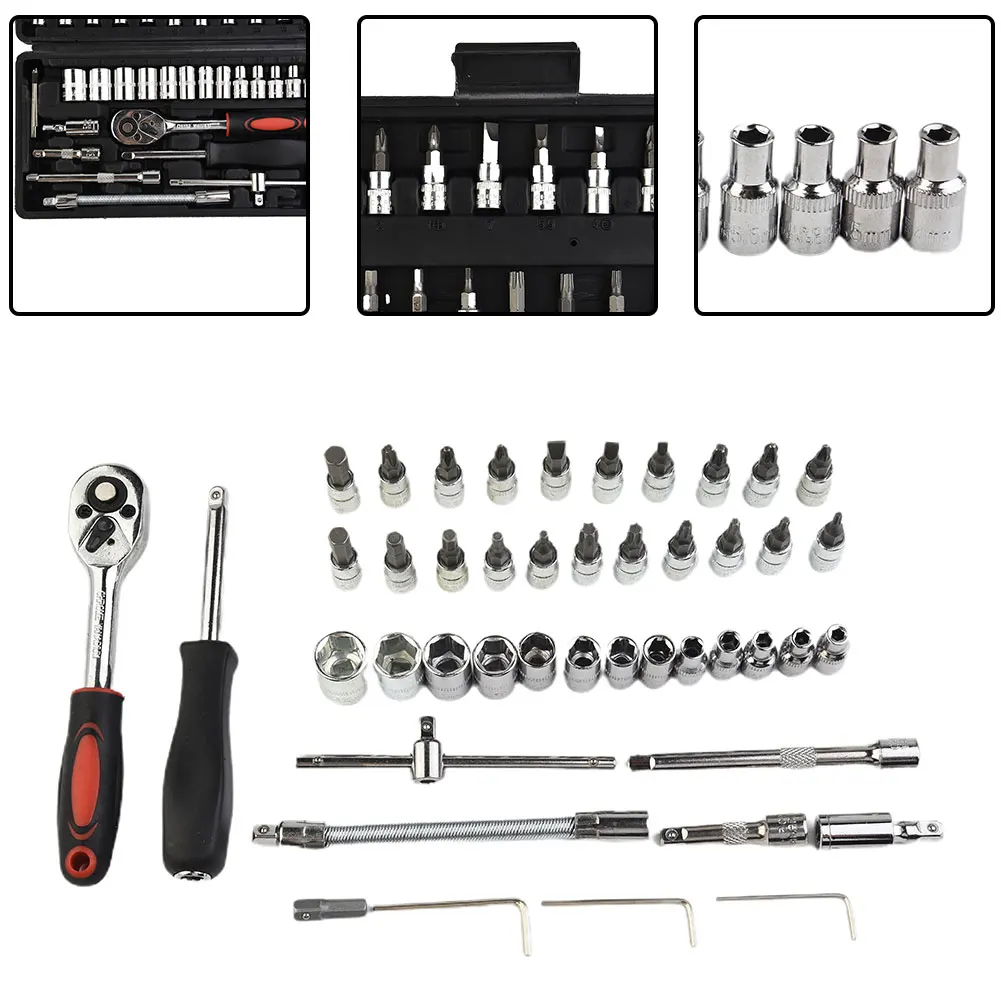 Qualidade 46 pçs/set chave de fenda soquete 1/4 "kit ferramentas reparo do carro com longa vida útil e resistência ao desgaste