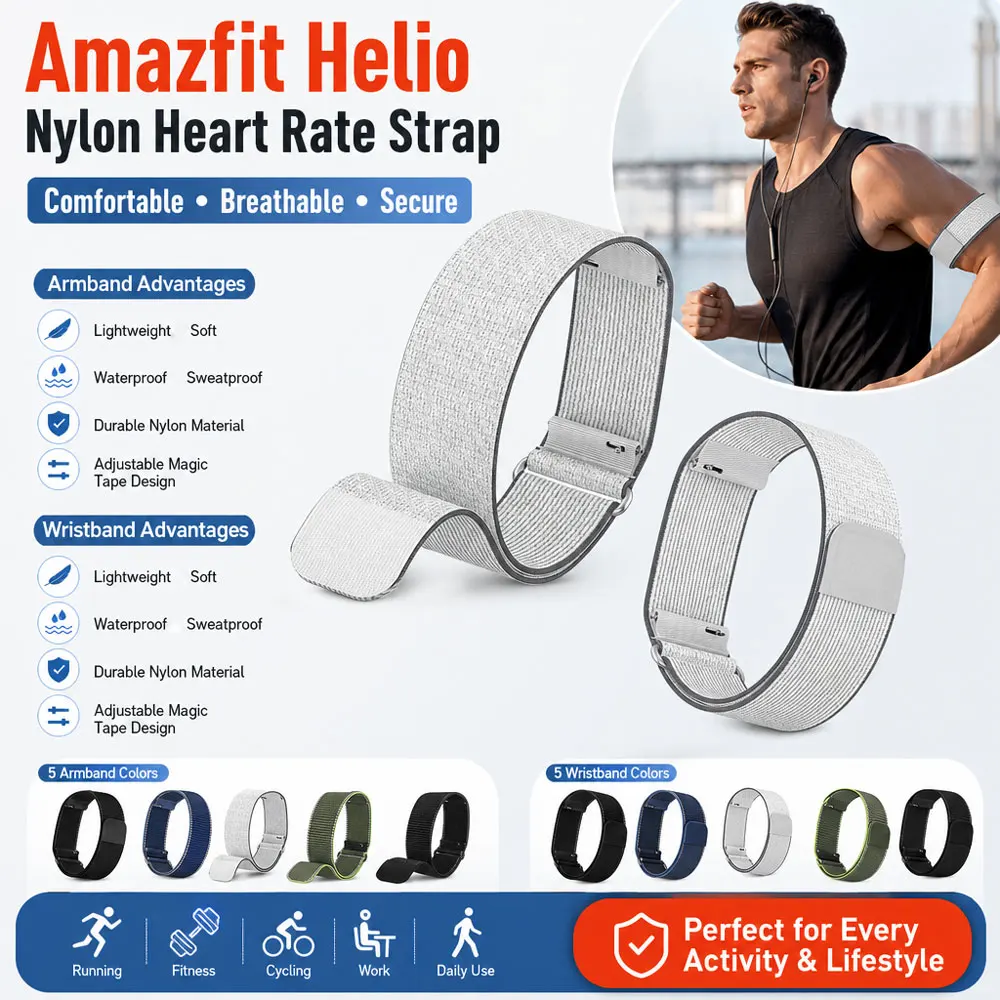 Nylon Strap for Amazfit Helio Strap Sports Bracelet Replacement Band Biceps Breathable Armband Wristband for Amazfit Helio Strap