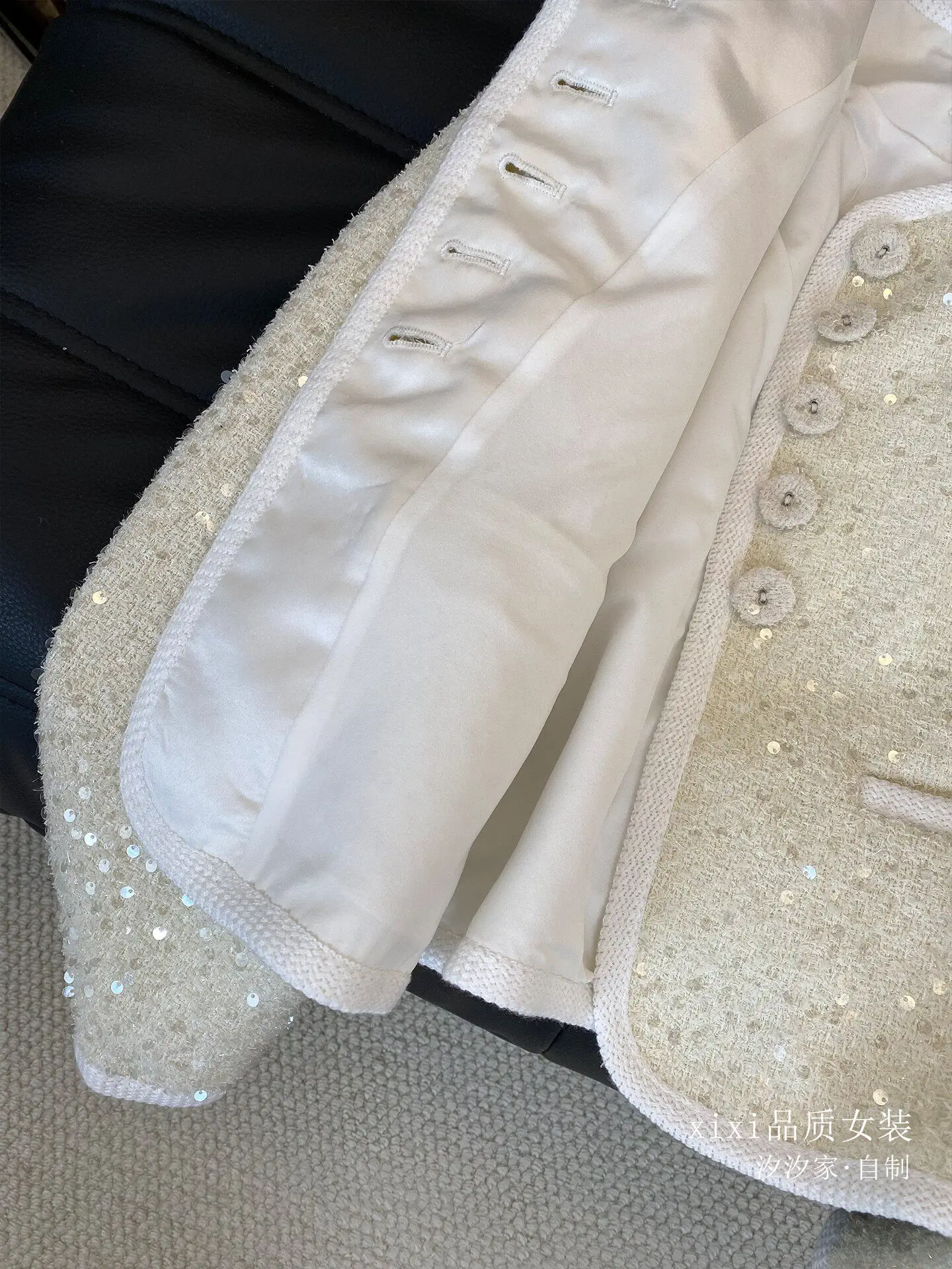 New White jacket with high-end feel, heavy sequin temperament, socialite short Coats