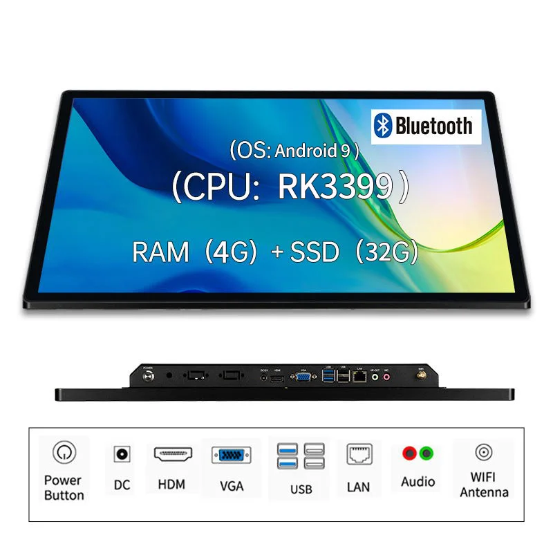 Monitor Touch Screen com retroiluminação LED, tela 1080P, entrada HDMI, 15 polegadas, montagem na parede, IPS, Android, PC, capacitivo, Windows