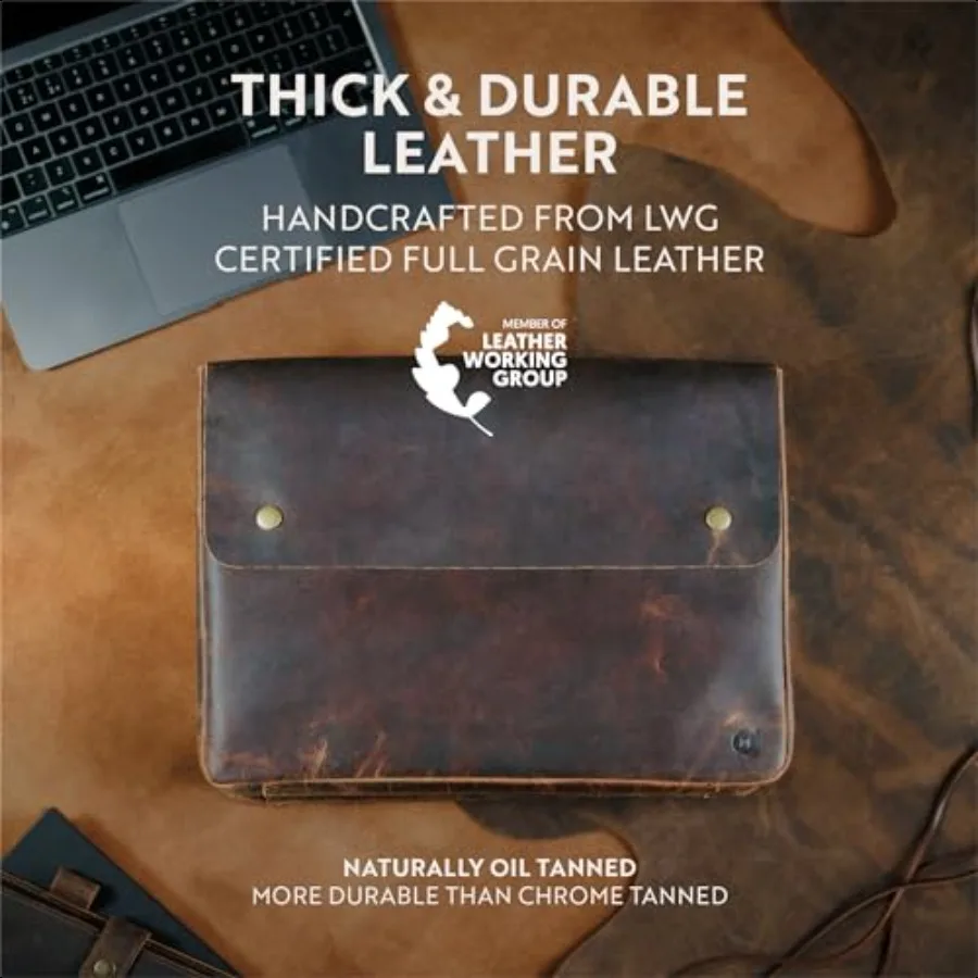 Leather Folder Full Grain Leather File Folder Organizer Document Holder Leather Portfolio for Men Spacious Leather Folio Laptop