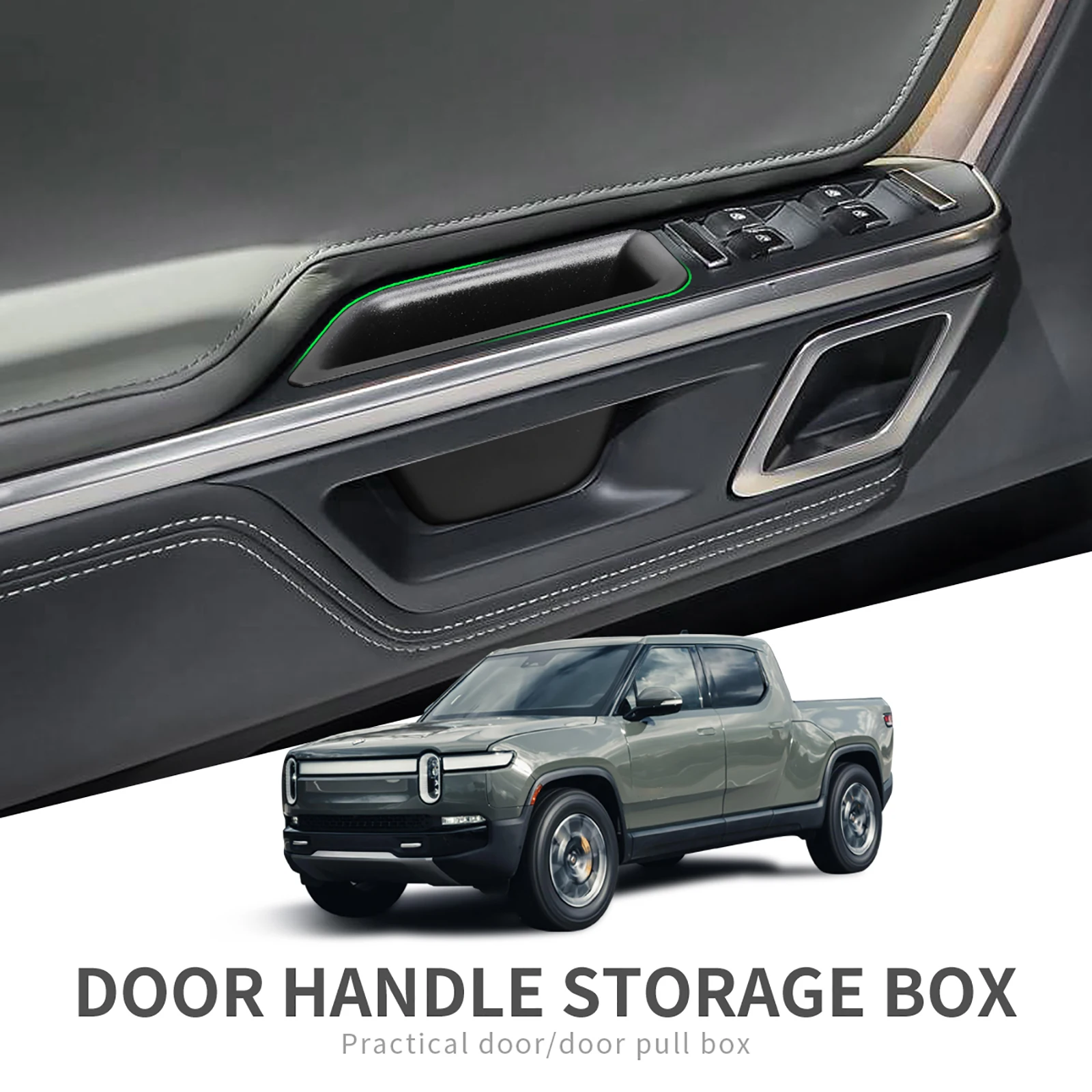 for RIVIAN R1S R1T Front Door Handle Storage Box Car Side Armrest Organizer Container Tray Accessories 2PCS