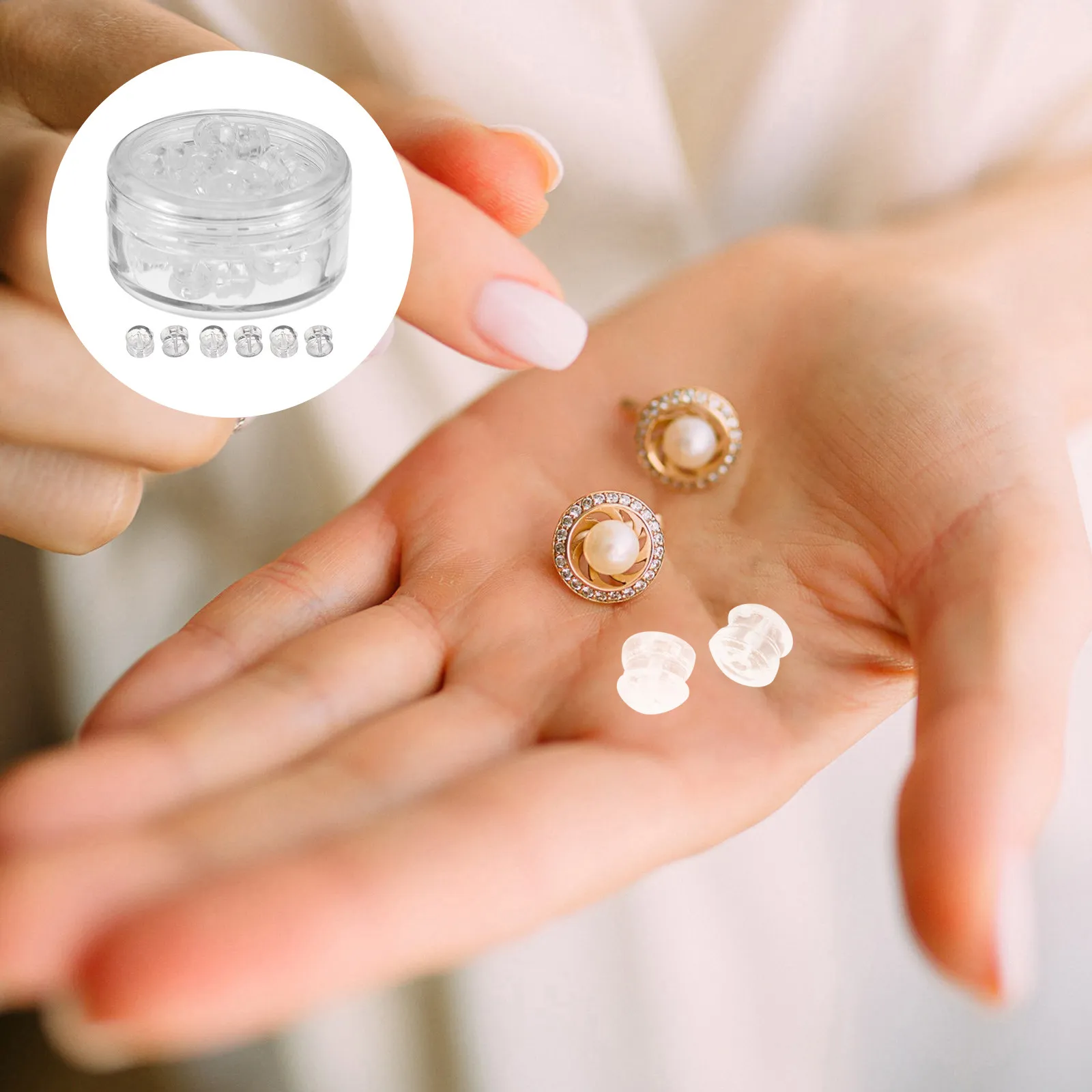 90Pcs Silicone Earring Backs Clear Studs Clutch Stoppers Replacement for Fish Hook Hoops Drops Soft Secure Lightweight Ear Plugs