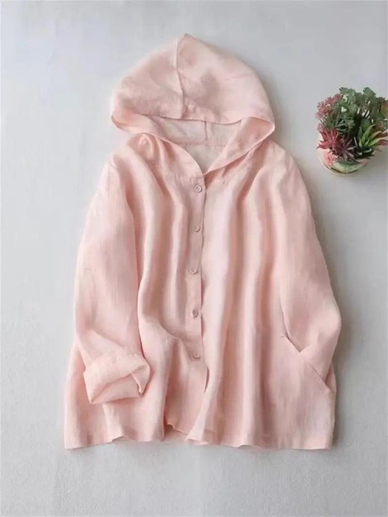 

Женская легкая куртка-кардиган размера плюс с капюшоном рами — художественная летняя накидка с рукавами 3/4, повседневный топ с защитой от солнца G328