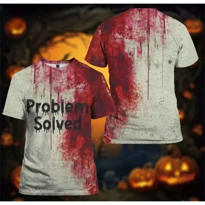 

Забавная мужская футболка с 3D принтом «Кровавая проблема» на Хэллоуин Cleanfit Sle A-Line Sve, женский топ из льняного материала