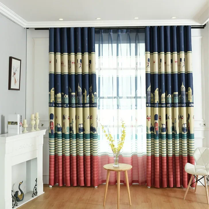 

Full-blind Children's Curtain Fabric Cartoon Pattern Royal Guard Floor-to-ceiling Windows
