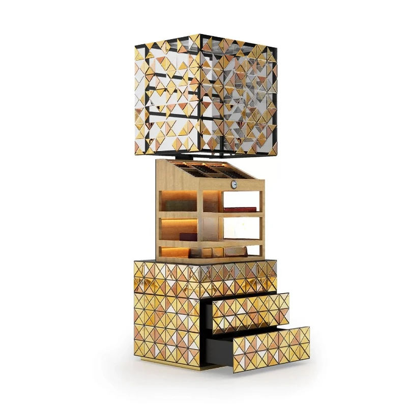 Lifting cigar cabinet constant temperature and humidity household vertical solid wood storage cabinet