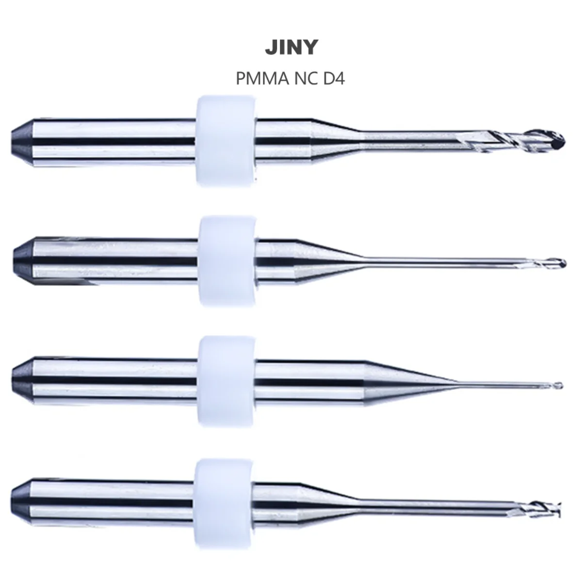 Dental Lab JINY NC Milling Burs Step Bur for Cad/Cam System 0.6/1.0/1.5//2.0 Shank D4 Total45mm