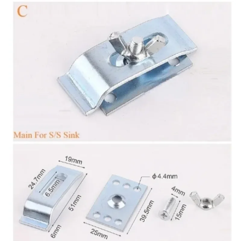 20Pcs Undermount Sink Ceramic Basin Clips Bracket Support Fasteners