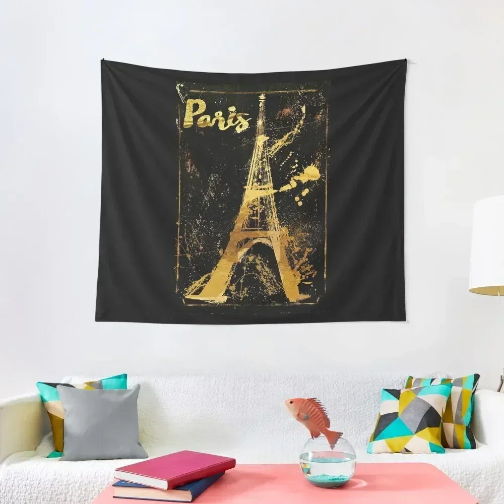 

Golden Paris Eiffel Tapestry Wall Tapestries Art Mural Bedroom Deco Room Decor Aesthetic Tapestry