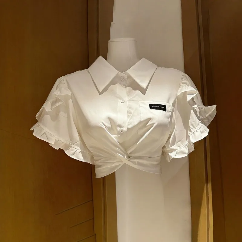 Summer Wear Complete Set of Korean Temperament Kink Short-sleeved Shirts Denim Skirts College Style Age-reducing Suits for Women