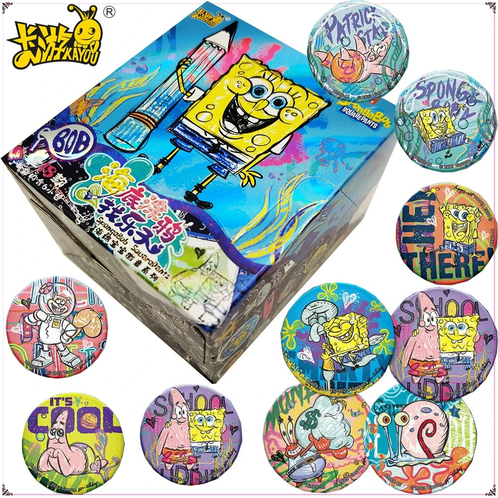 

New KAYOU Genuine SpongeBob SquarePants Anime Badge Collectible Tinplate Pins Cute Bag Charms Clothing Pendants Holiday Gifts