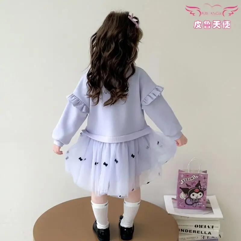 

Платье принцессы Sanrio Hello Kitty для девочек, весна-осень, из мягкого хлопка, для детей, осенний сезон 2025, новая модная милая модель для вечеринок