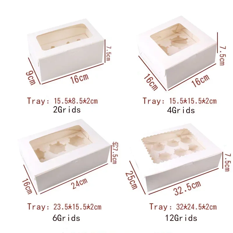 5pcs 2/4/6/12 Cups Muffin Cupcake Box With Window Wedding Party Favor Cookie Baking Cake Boxes And Packaging Dessert Container view 6
