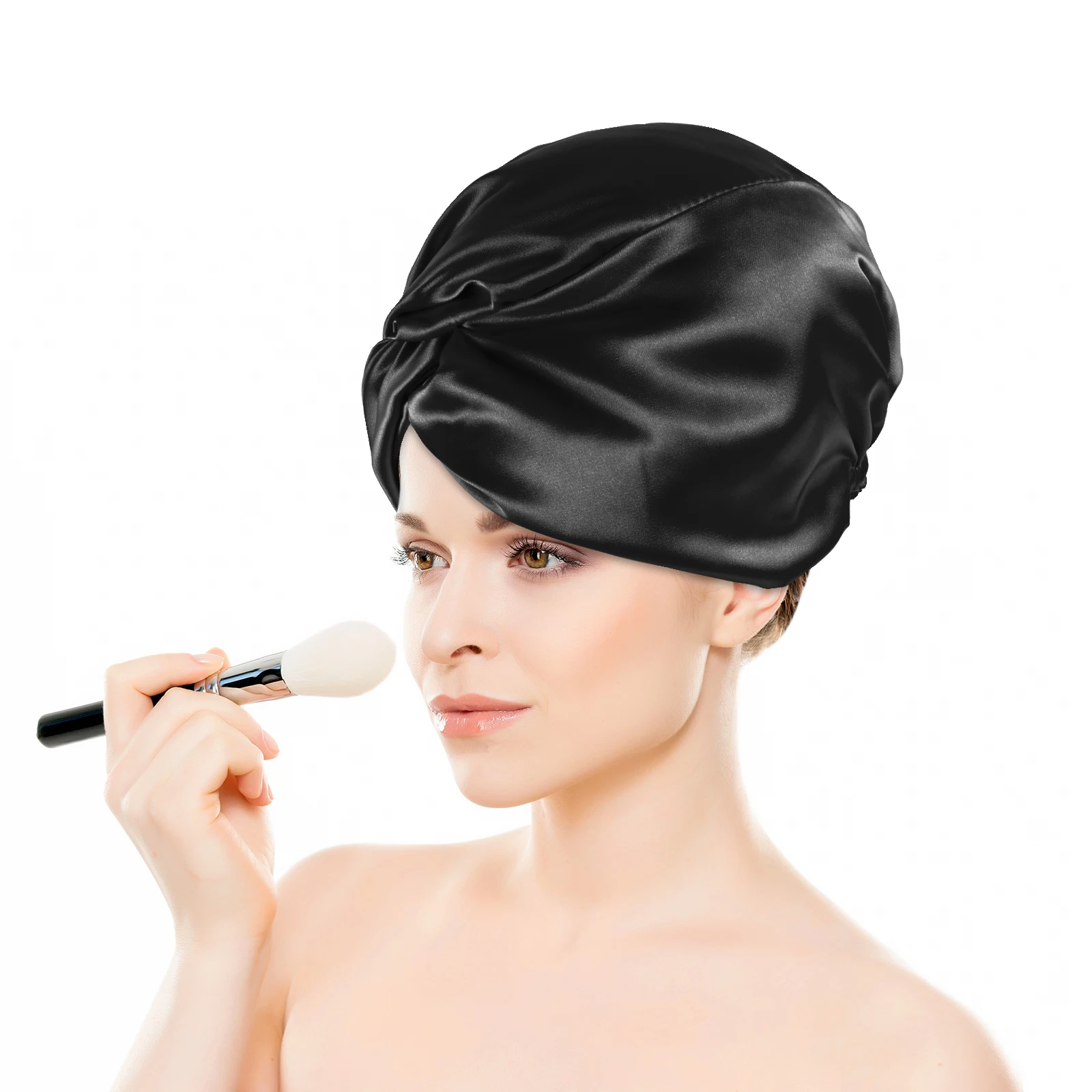 

Silk Like Sleep Cap Stylish Night Hat With Elastic Band For Knotting Prevention Comfortable Bathing Cap Women Hair Protector