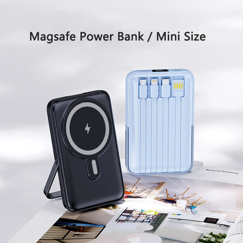 20000mAh Power Bank 15W Magnetic Wireless Charger for iPhone Magnetic Battery 22.5W Fast Charging with Cable Mobile Phone Holder