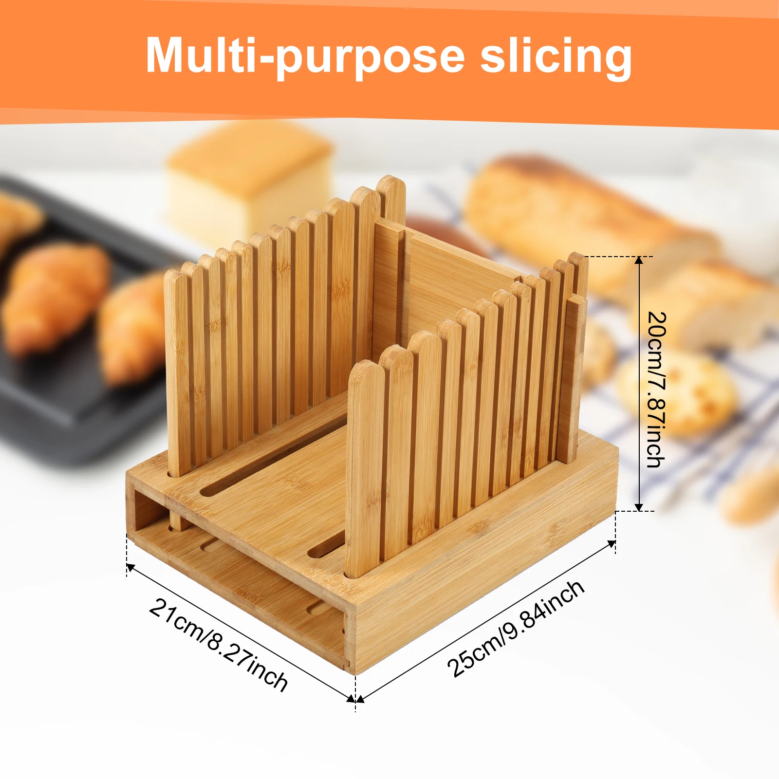 Bread Slicer with Crumb Tray Adjustable Width Bread Slicer Small Toast Bread Slicer Timber Bread Slicer for Bread Loaf