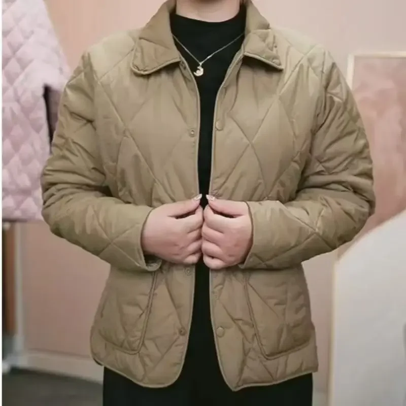 Women's Short Solid Color Lapel Versatile Jacket Spring and Autumn New Women's Lightweight Cotton Jacket